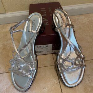 Amalfi by Rangoni Firenze Shoes (Silver Sandal,  Palis, 9AA)